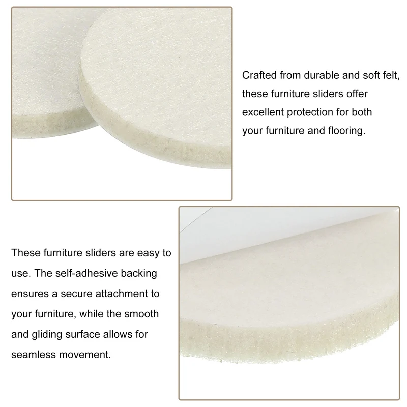 Furniture Sliders, 36Pcs 1.75" - Self Adhesive Felt Furniture Pads (Beige)