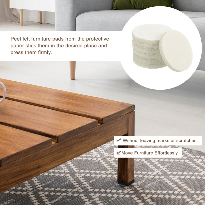 Furniture Sliders, 36Pcs 1.75" - Self Adhesive Felt Furniture Pads (Beige)