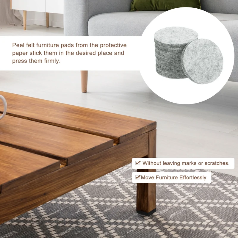 Furniture Sliders, 36Pcs 1.75" - Self Adhesive Felt Furniture Pads (Gray)