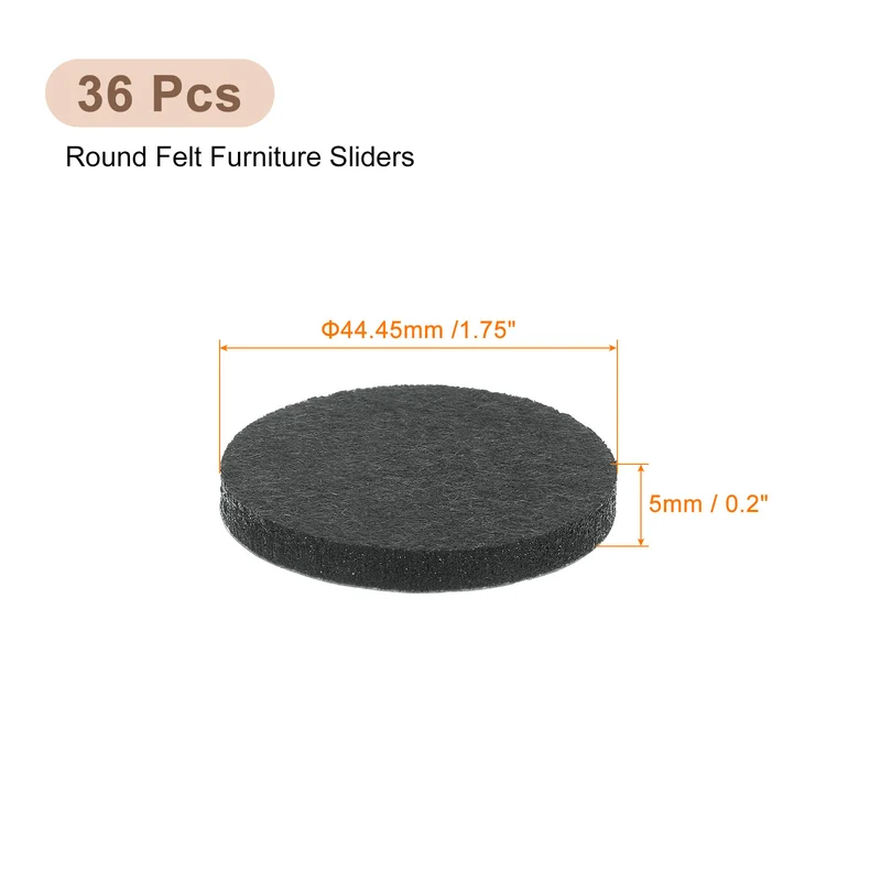 Furniture Sliders, 36Pcs 1.75" - Self Adhesive Felt Furniture Pads (Black)