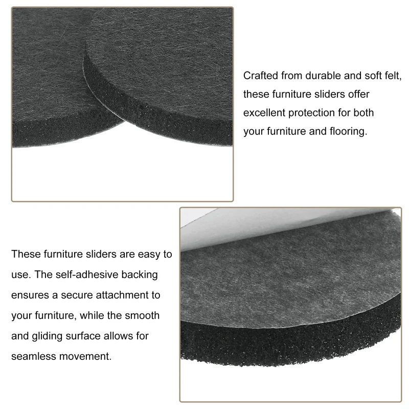 Furniture Sliders, 36Pcs 1.75" - Self Adhesive Felt Furniture Pads (Black)