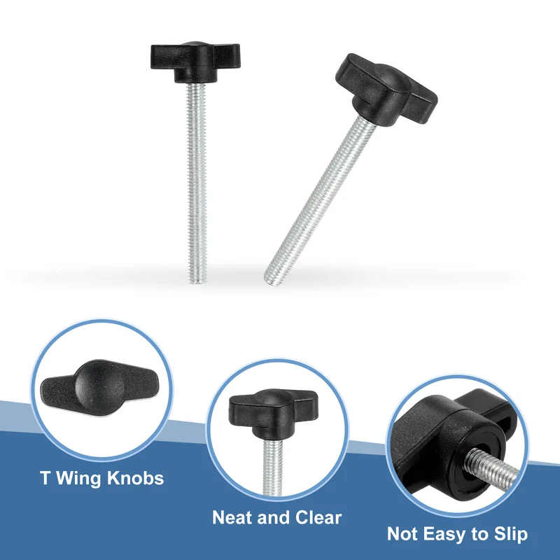 12 Pcs M6 x 60mm Tee Thumb Screws, 27mm Width Carbon Steel Tee Wing Knobs Screws