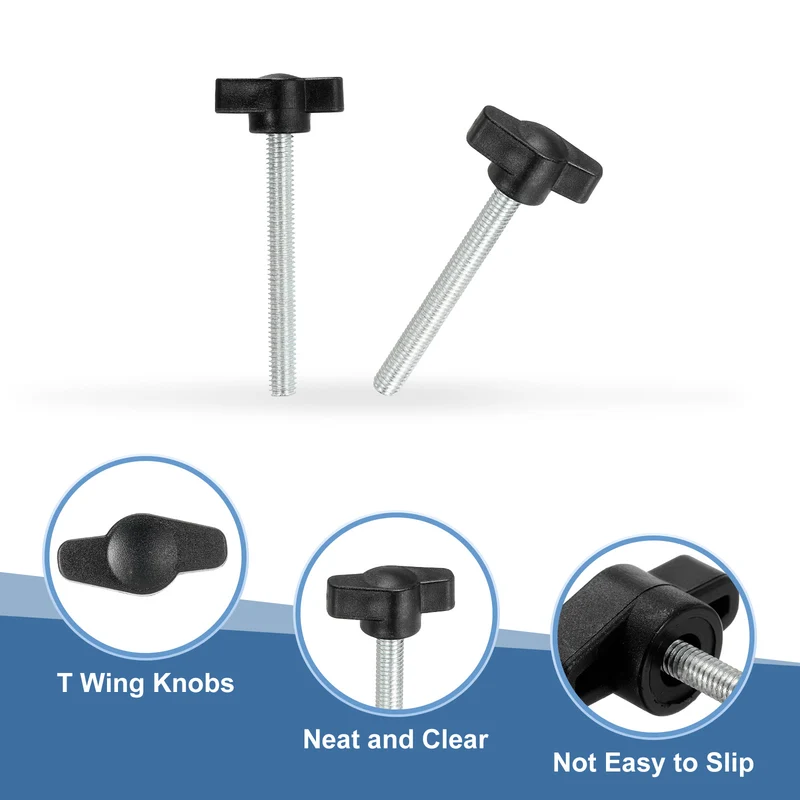 12 Pcs M6 x 55mm Tee Thumb Screws, 27mm Width Carbon Steel Tee Wing Knobs Screws
