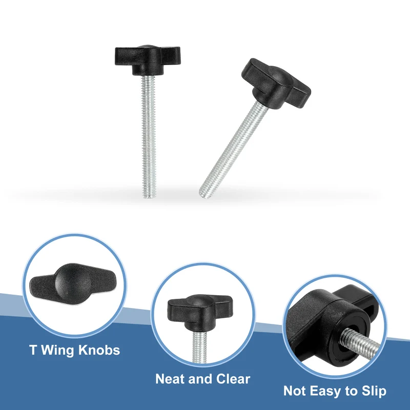 12 Pcs M6 x 50mm Tee Thumb Screws, 27mm Width Carbon Steel Tee Wing Knobs Screws