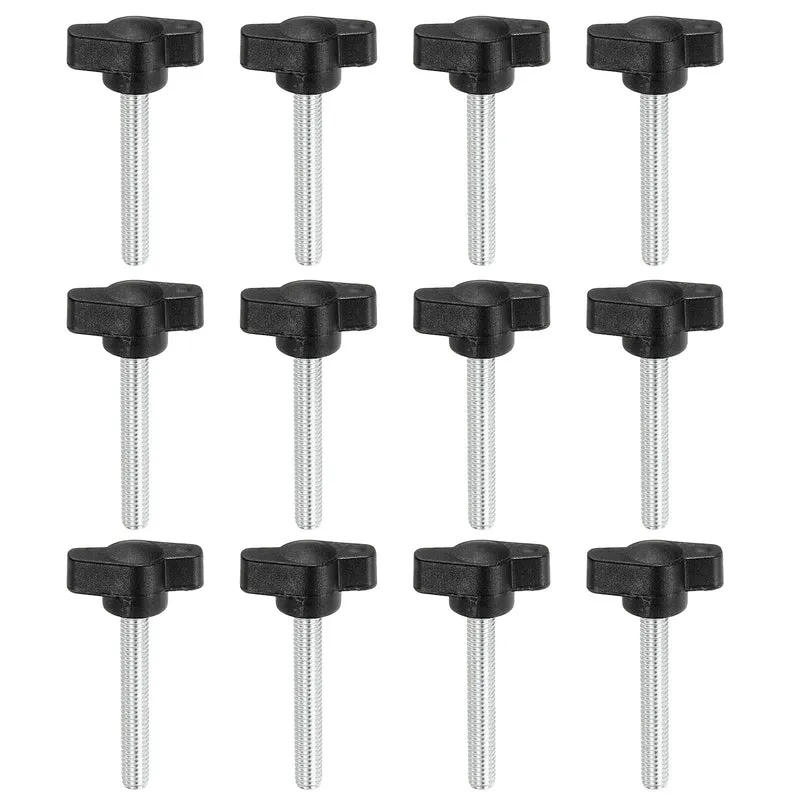 12 Pcs M6 x 40mm Tee Thumb Screws, 27mm Width Carbon Steel Tee Wing Knobs Screws