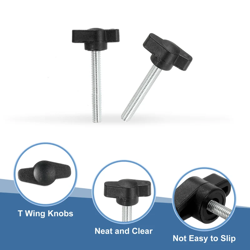 12 Pcs M6 x 40mm Tee Thumb Screws, 27mm Width Carbon Steel Tee Wing Knobs Screws