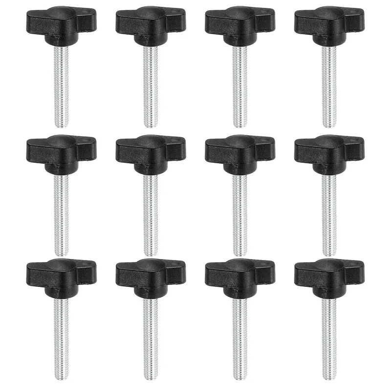 12 Pcs M6 x 27mm Tee Thumb Screws, 27mm Width Carbon Steel Tee Wing Knobs Screws