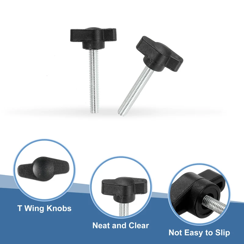 12 Pcs M6 x 27mm Tee Thumb Screws, 27mm Width Carbon Steel Tee Wing Knobs Screws