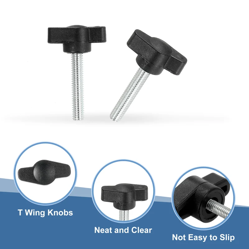 12 Pcs M6 x 30mm Tee Thumb Screws, 27mm Width Carbon Steel Tee Wing Knobs Screws