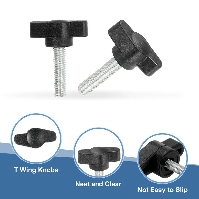 12 Pcs M6 x 25mm Tee Thumb Screws, 27mm Width Carbon Steel Tee Wing Knobs Screws