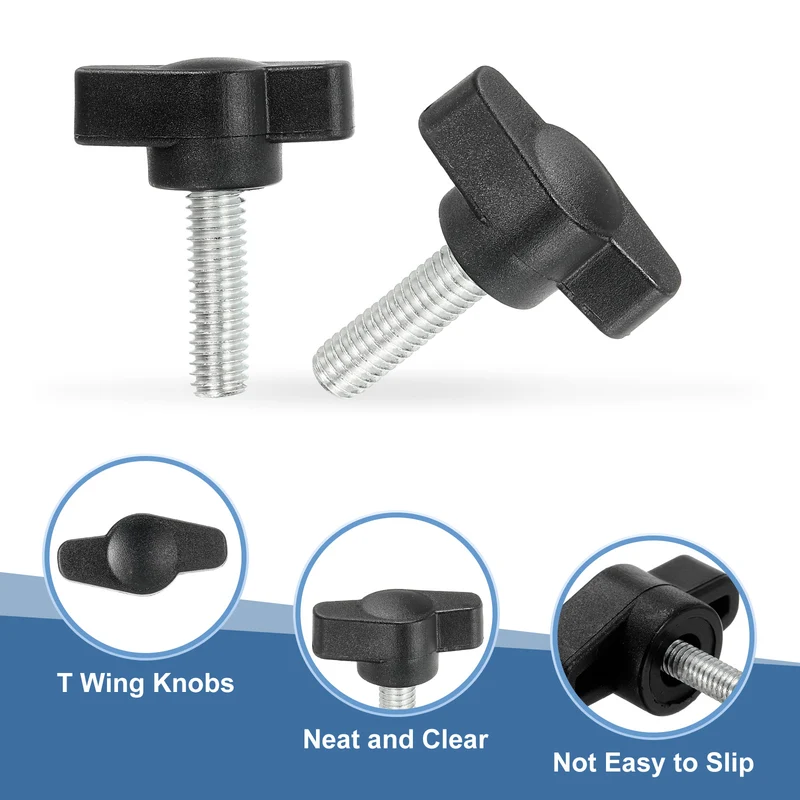 12 Pcs M6 x 20mm Tee Thumb Screws, 27mm Width Carbon Steel Tee Wing Knobs Screws