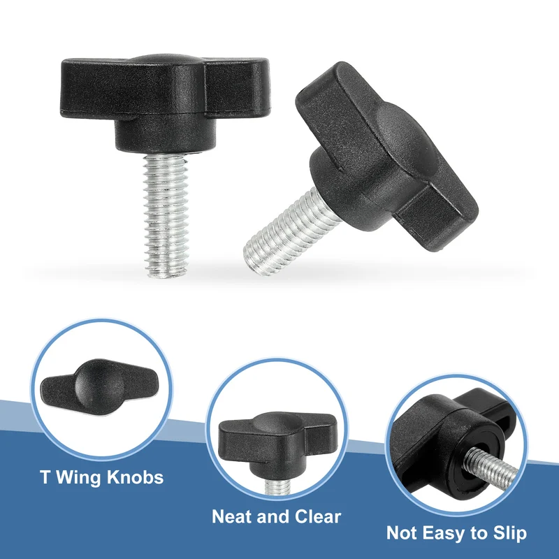 12 Pcs M6 x 16mm Tee Thumb Screws, 27mm Width Carbon Steel Tee Wing Knobs Screws