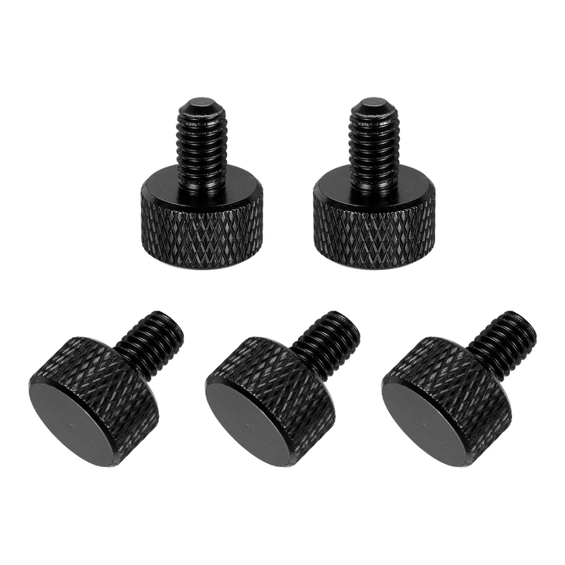 5Pcs M6x10mm Flat Head Knurled Thumb Screws for Graphics Card Black