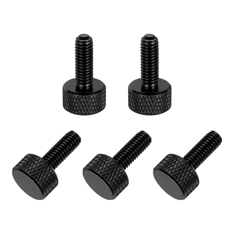 5Pcs M6x16mm Flat Head Knurled Thumb Screws for Graphics Card Black