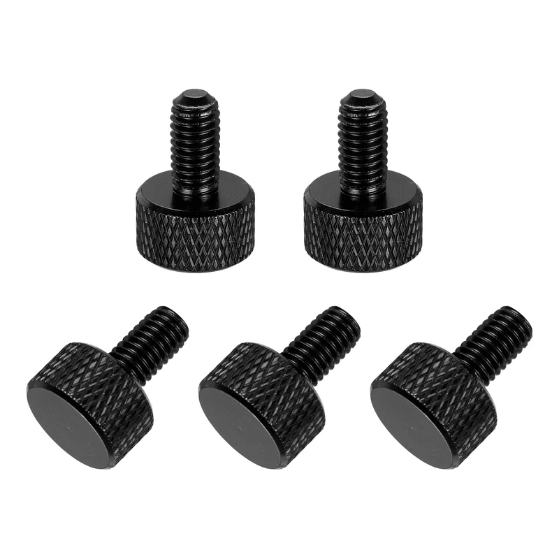 5Pcs M6x12mm Flat Head Knurled Thumb Screws for Graphics Card Black