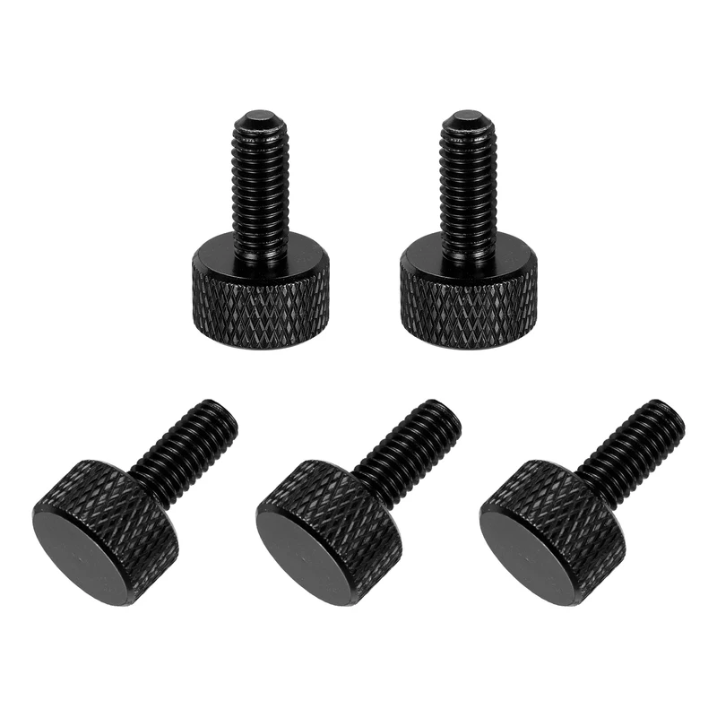 5Pcs M5x14mm Flat Head Knurled Thumb Screws for Graphics Card Black