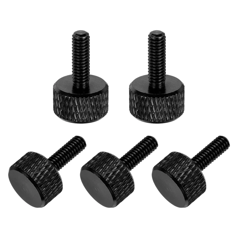 5Pcs M4x12mm Flat Head Knurled Thumb Screws for Graphics Card Black