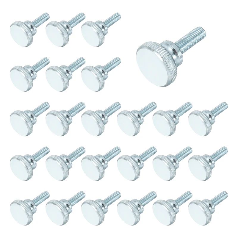 26 Pcs M6x16mm Zinc Plated Flat Knurled Fully Threaded Thumb Screws