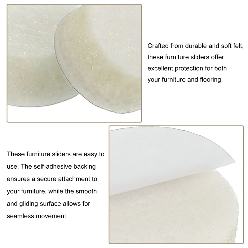 Furniture Sliders, 60Pcs 0.375" - Self Adhesive Felt Furniture Pads (Beige)