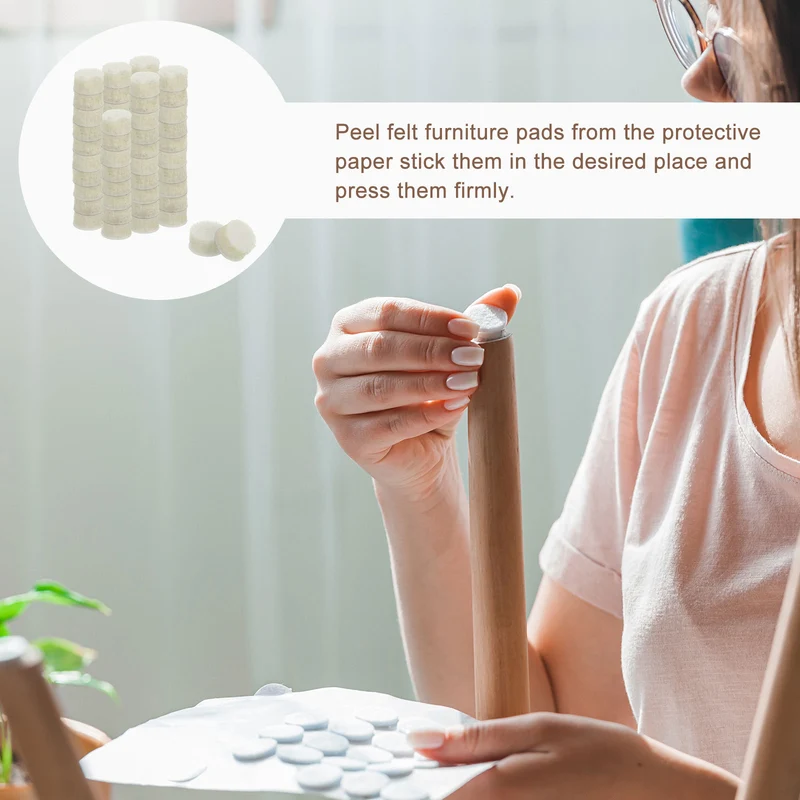Furniture Sliders, 60Pcs 0.375" - Self Adhesive Felt Furniture Pads (Beige)