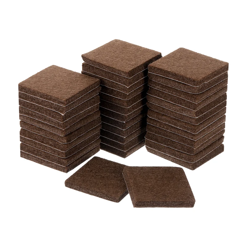 Furniture Pads, 36Pcs 1.5" Square Self Adhesive Felt Furniture Pads (Brown)