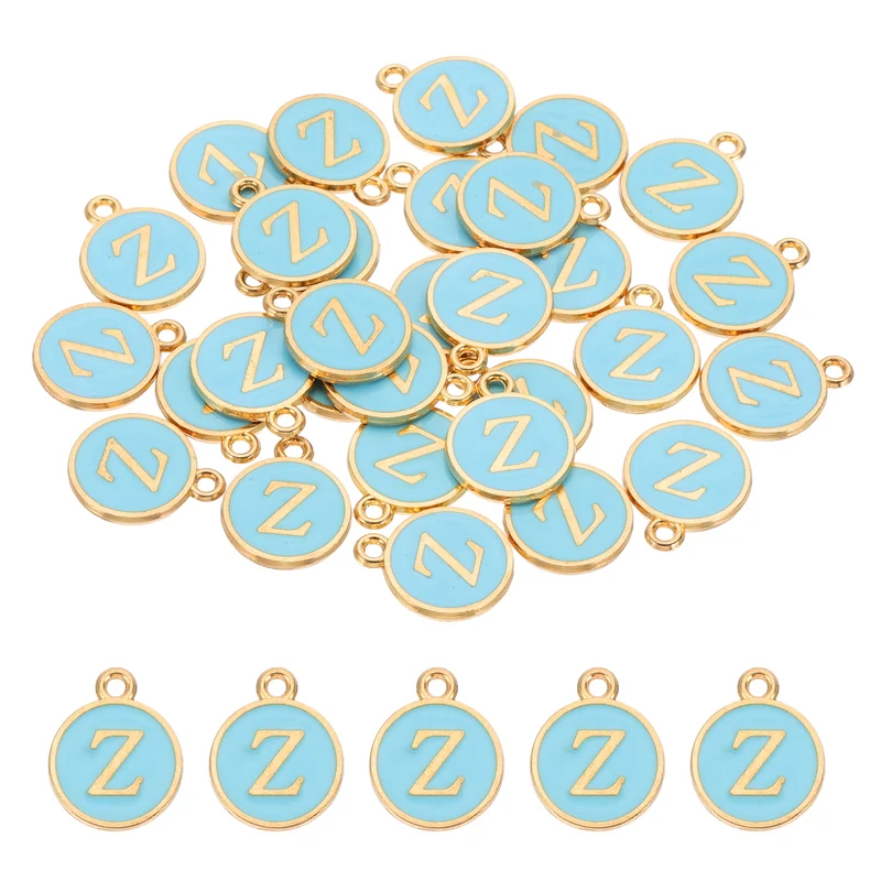 Letter Charm, 30 Pcs Capital Initial Alphabet Z Letter Charm for Bracelet, Blue