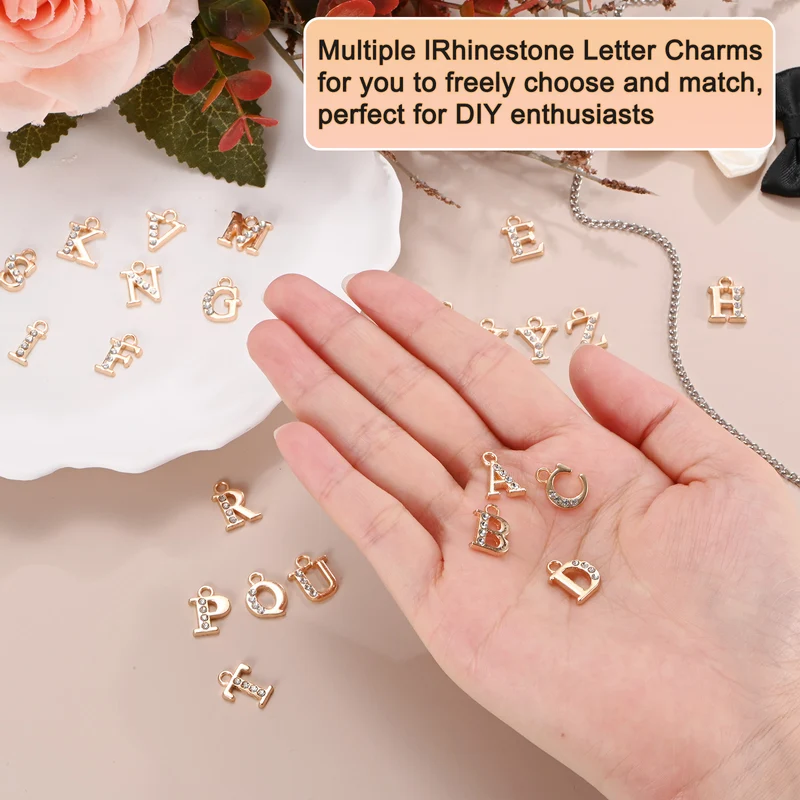 20-Pack 2mm Rhinestone O Letter Charm for DIY Bracelet/Wristbands/Jewelry [Gold]