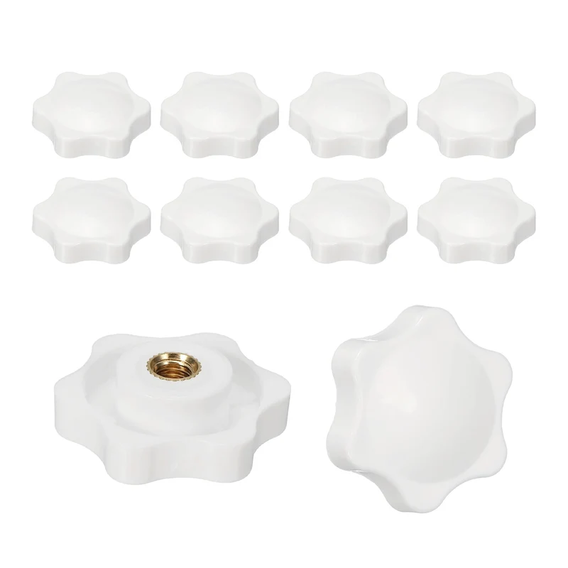 M5 x 32mm Thread Star Knobs, 10 Pcs Knurled Clamping Knob Handle, White