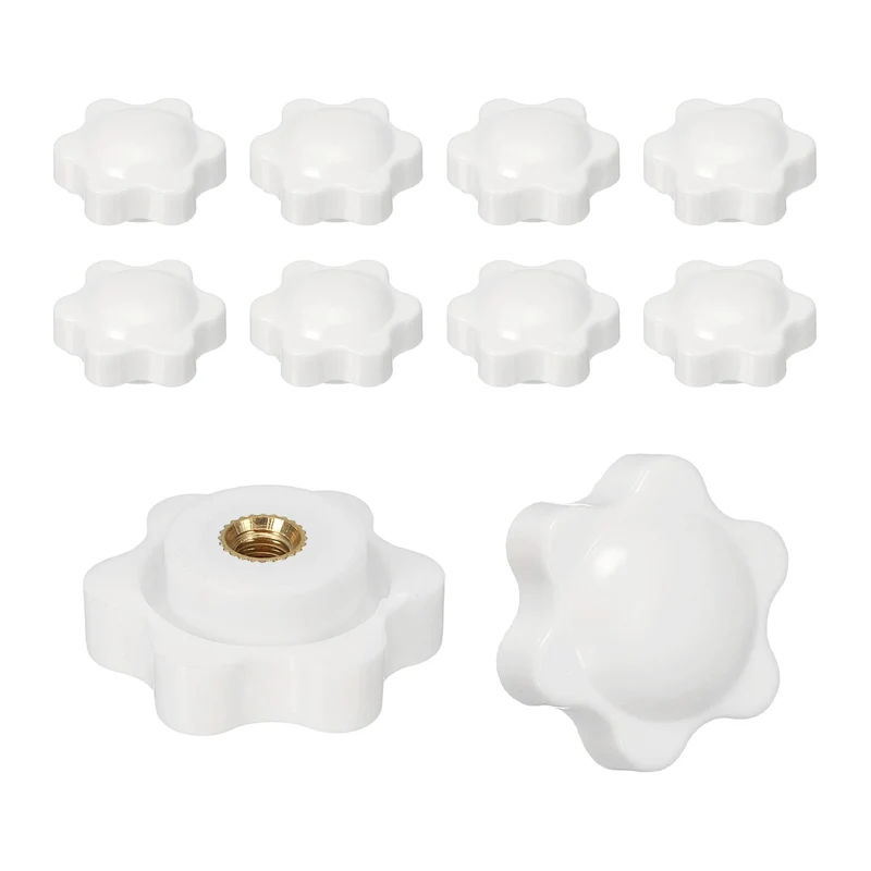 M4 x 25mm Thread Star Knobs, 10 Pcs Knurled Clamping Knob Handle, White