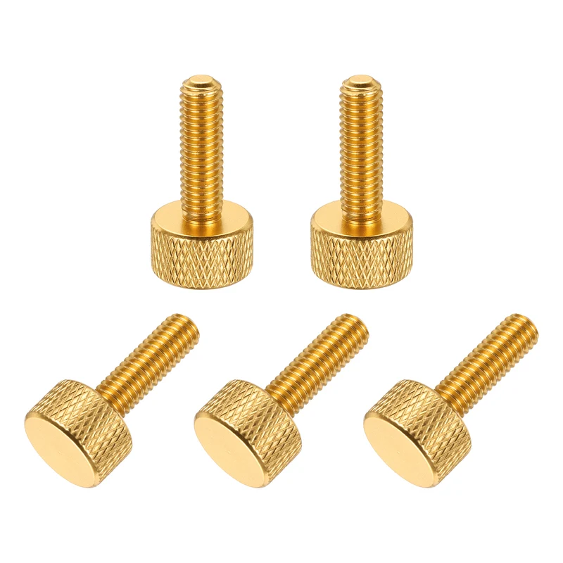 5Pcs M6x20mm Flat Head Knurled Thumb Screws for Graphics Card Gold