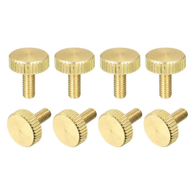 Knurled Thumb Screws, M4x10mm Flat Brass Bolts Grip Knobs Fasteners 8Pcs