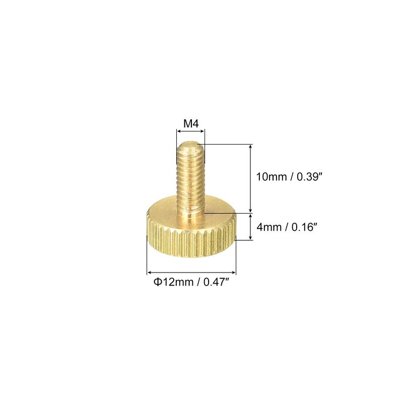 Knurled Thumb Screws, M4x10mm Flat Brass Bolts Grip Knobs Fasteners 8Pcs