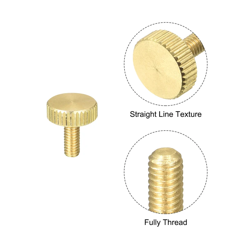 Knurled Thumb Screws, M4x10mm Flat Brass Bolts Grip Knobs Fasteners 8Pcs