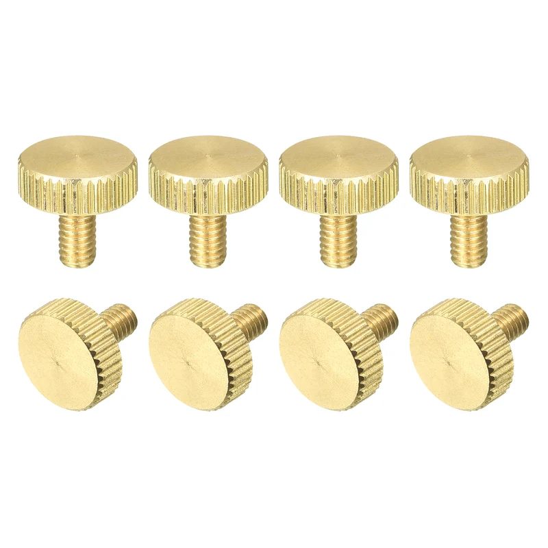 Knurled Thumb Screws, M4x8mm Flat Brass Bolts Grip Knobs Fasteners 8Pcs