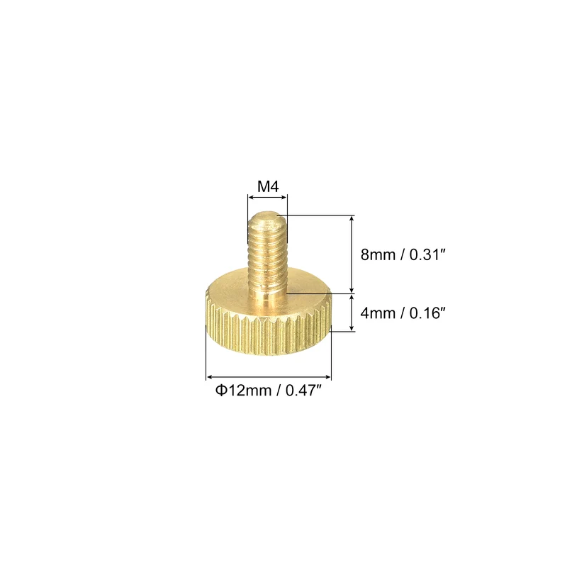 Knurled Thumb Screws, M4x8mm Flat Brass Bolts Grip Knobs Fasteners 8Pcs