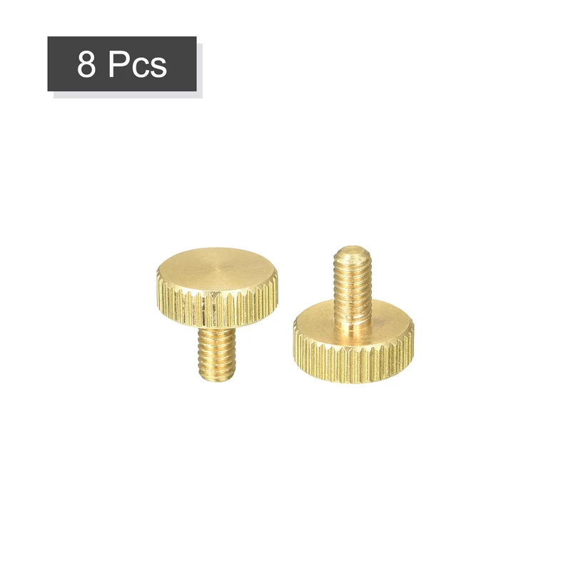 Knurled Thumb Screws, M4x8mm Flat Brass Bolts Grip Knobs Fasteners 8Pcs