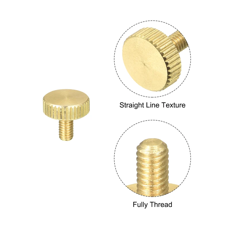 Knurled Thumb Screws, M4x8mm Flat Brass Bolts Grip Knobs Fasteners 8Pcs