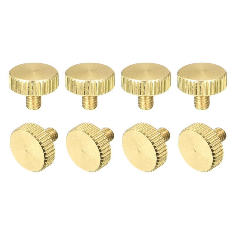 Knurled Thumb Screws, M4x6mm Flat Brass Bolts Grip Knobs Fasteners 8Pcs