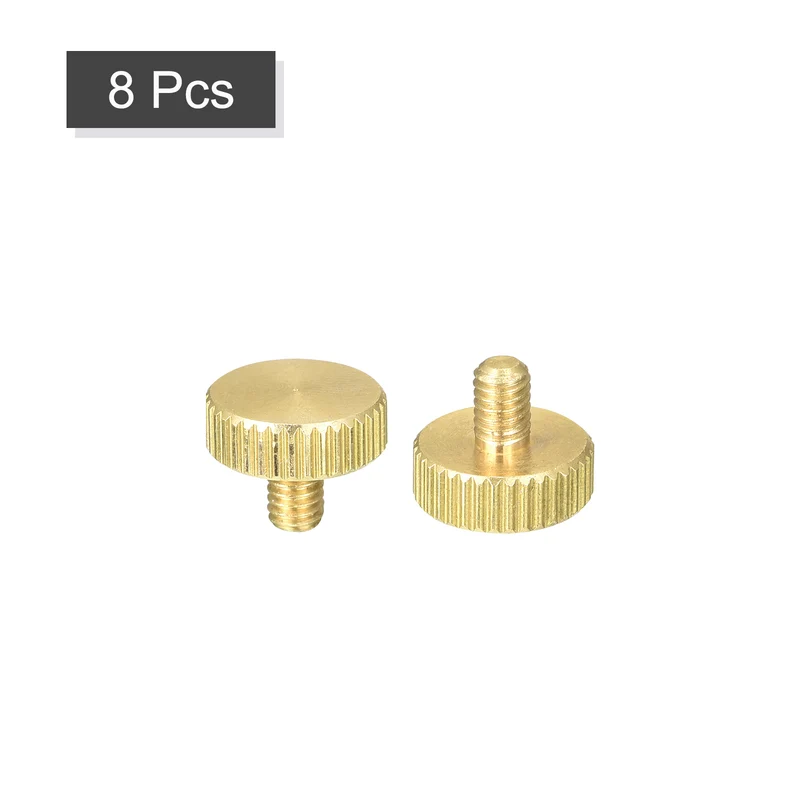 Knurled Thumb Screws, M4x6mm Flat Brass Bolts Grip Knobs Fasteners 8Pcs