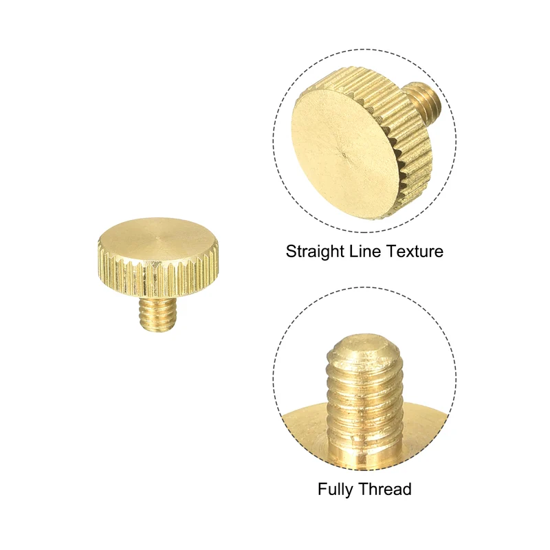 Knurled Thumb Screws, M4x6mm Flat Brass Bolts Grip Knobs Fasteners 8Pcs