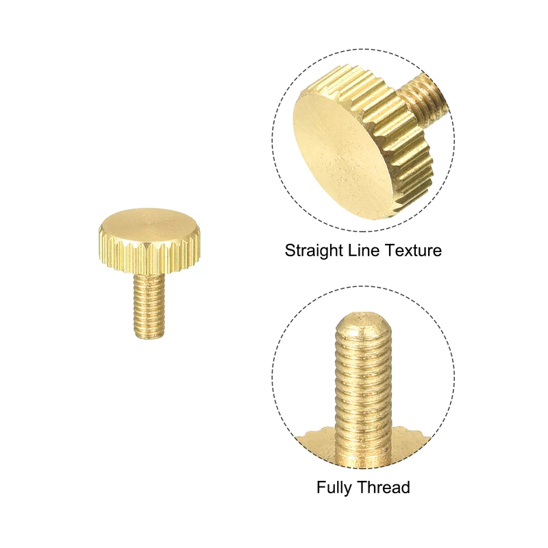 Knurled Thumb Screws M3x8mm Flat Brass Bolts Grip Knobs Fasteners 8Pcs