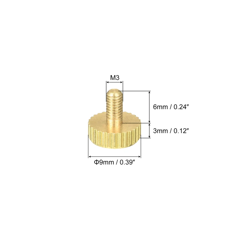 Knurled Thumb Screws, M3x6mm Flat Brass Bolts Grip Knobs Fasteners 8Pcs