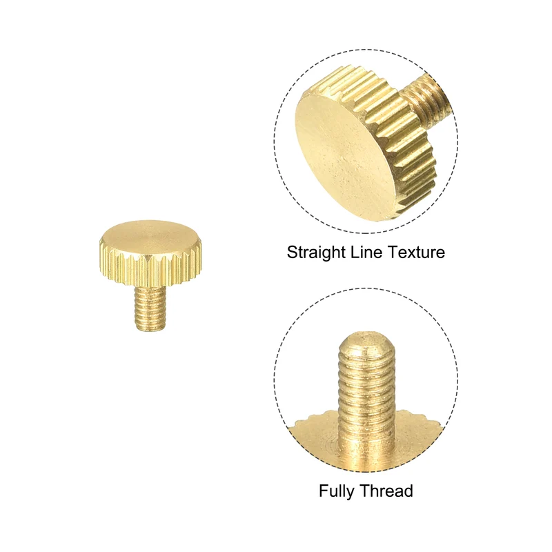 Knurled Thumb Screws, M3x6mm Flat Brass Bolts Grip Knobs Fasteners 8Pcs