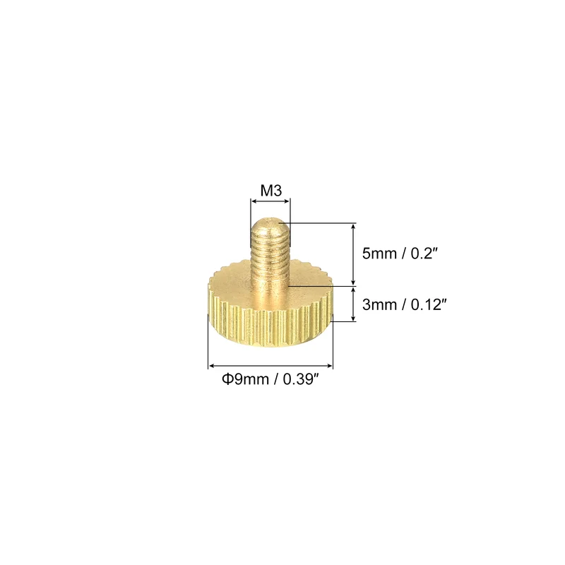Knurled Thumb Screws, M3x5mm Flat Brass Bolts Grip Knobs Fasteners 8Pcs