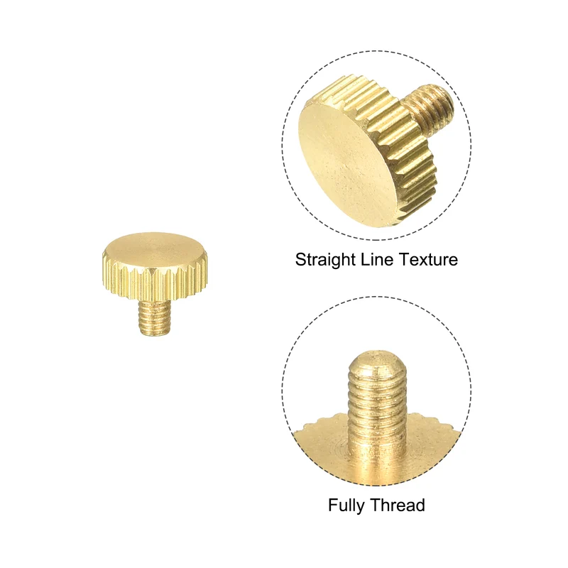 Knurled Thumb Screws, M3x5mm Flat Brass Bolts Grip Knobs Fasteners 8Pcs