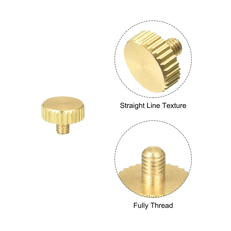 Knurled Thumb Screws, M3x4mm Flat Brass Bolts Grip Knobs Fasteners 8Pcs