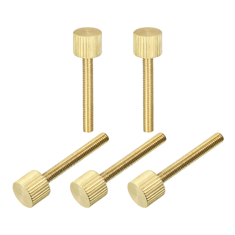 Knurled Thumb Screws, M4x30mm Flat Brass Bolts Grip Knobs Fasteners 5Pcs
