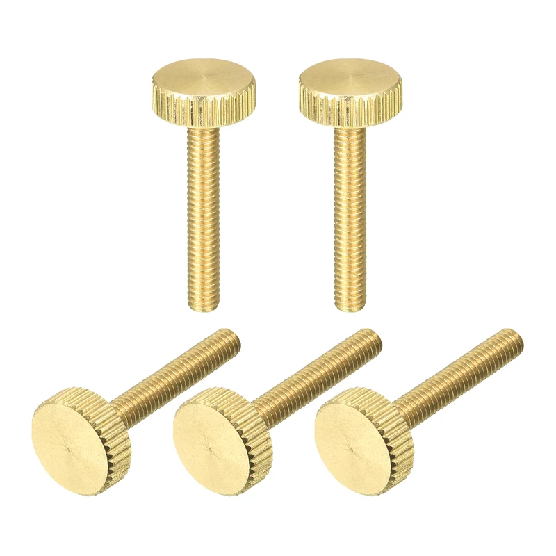 Knurled Thumb Screws, M4x25mm Flat Brass Bolts Grip Knobs Fasteners 5Pcs