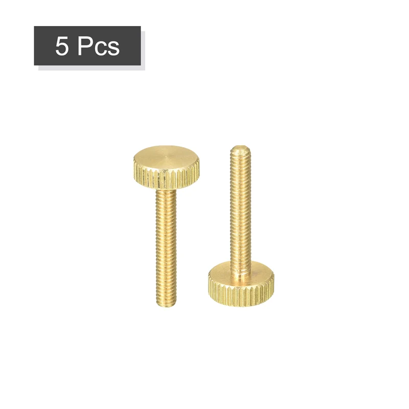 Knurled Thumb Screws, M4x25mm Flat Brass Bolts Grip Knobs Fasteners 5Pcs