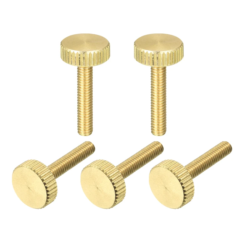 Knurled Thumb Screws, M4x20mm Flat Brass Bolts Grip Knobs Fasteners 5Pcs